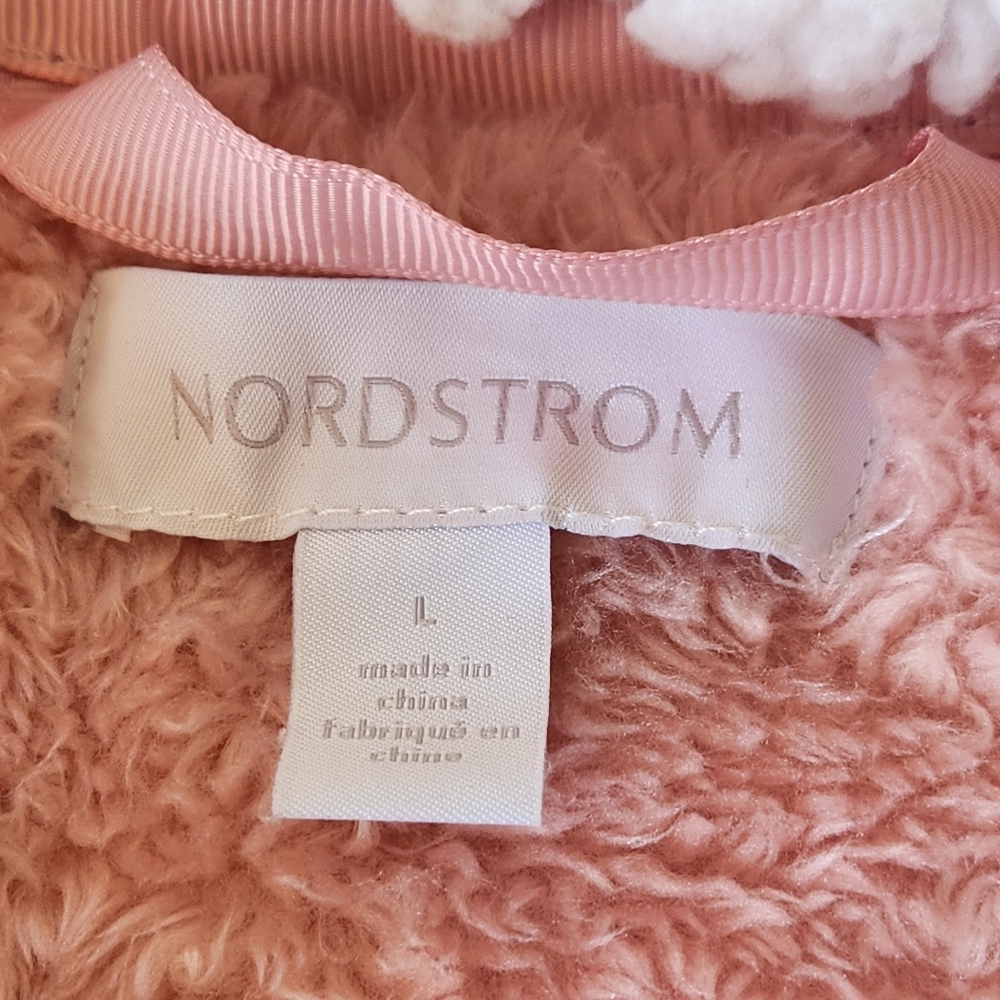 Nordstrom Cozy Pink and Cream Robe Size L #048 - Picture 2 of 10